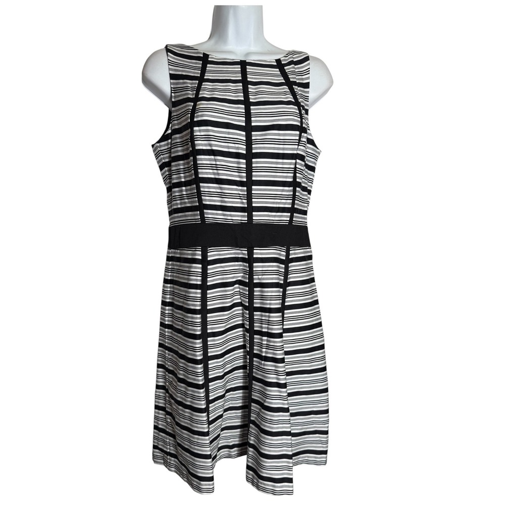 American Living Dress Size 10  Black & White Striped Sleeveless Dress PERFECT 🖤